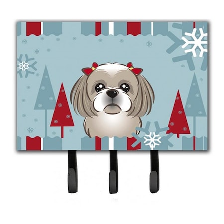 Jensendistributionservices Winter Holiday Gray Silver Shih Tzu Leash & Key Holder MI1720006